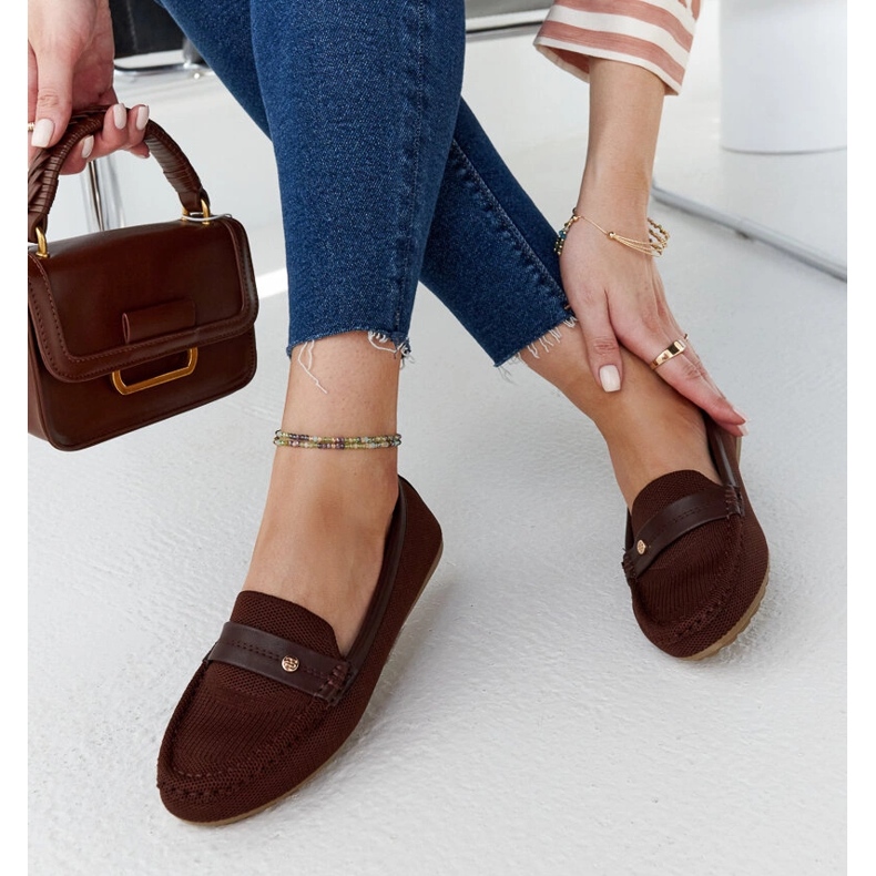 Brązowe materiałowe mokasyny Fombio 1