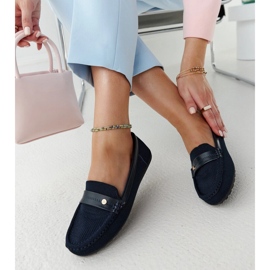 Granatowe materiałowe mokasyny Fombio niebieskie 1