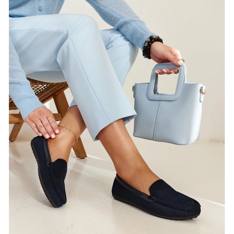 Granatowe materiałowe mokasyny Fiammetta niebieskie 1