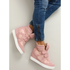 Zamszowe sneakersy zapięcie na rzep Pink różowe 4