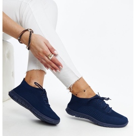 Granatowe materiałowe sneakersy Zahira niebieskie 1