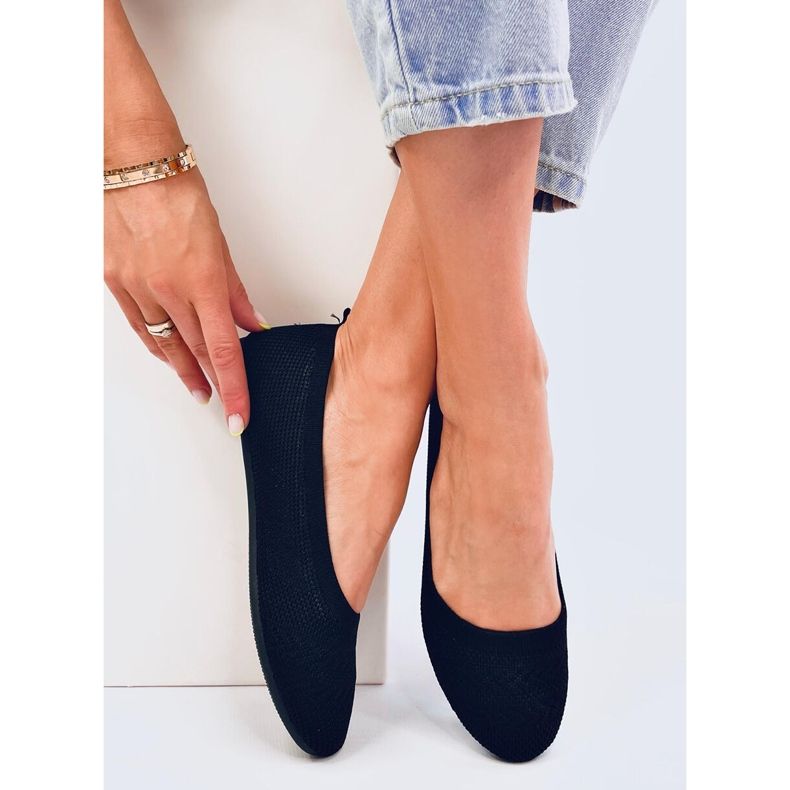 Baleriny z dzianiny Newey Black czarne 1