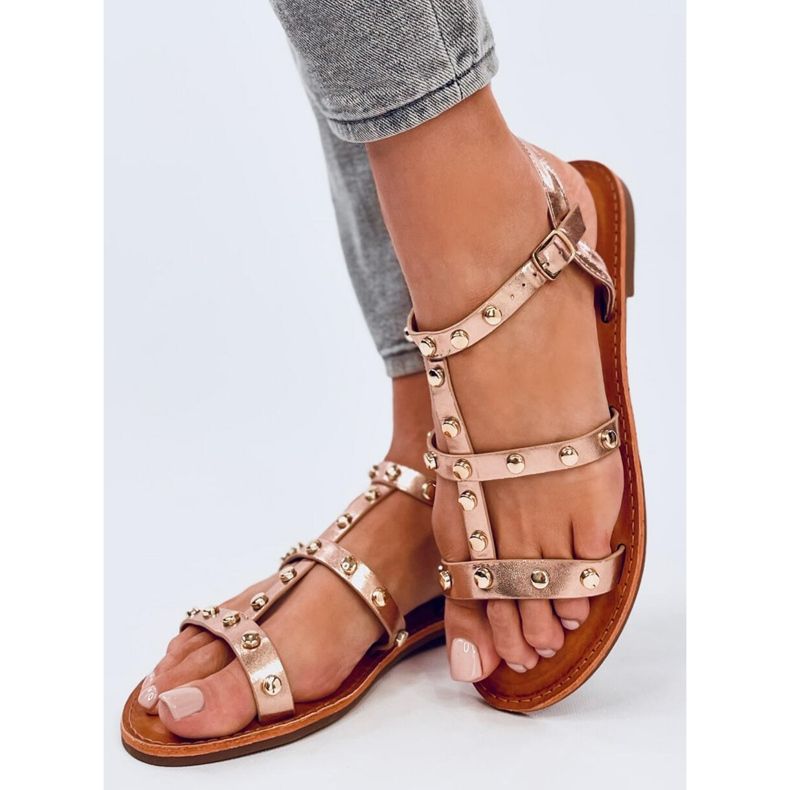 Sandałki z ćwiekami Neha Champagne różowe 2