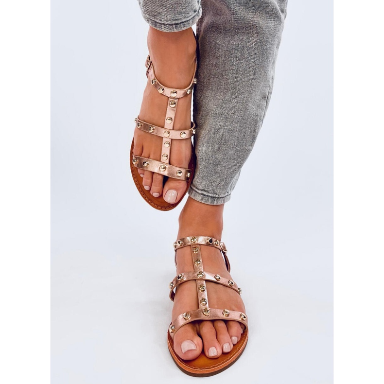 Sandałki z ćwiekami Neha Champagne różowe 1