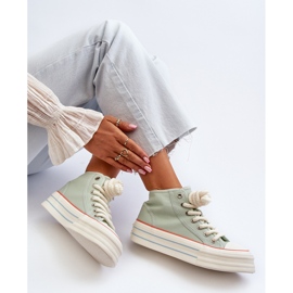 Trampki Damskie Na Platformie Miętowe Aineri zielone 1