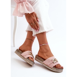 Damskie Klapki Na Platformie Z Ozdobą Różowe Vapireta 1