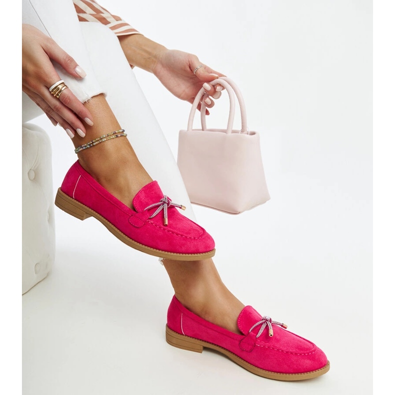 Ciemnoróżowe mokasyny z ozdobną kokardą Endike 1