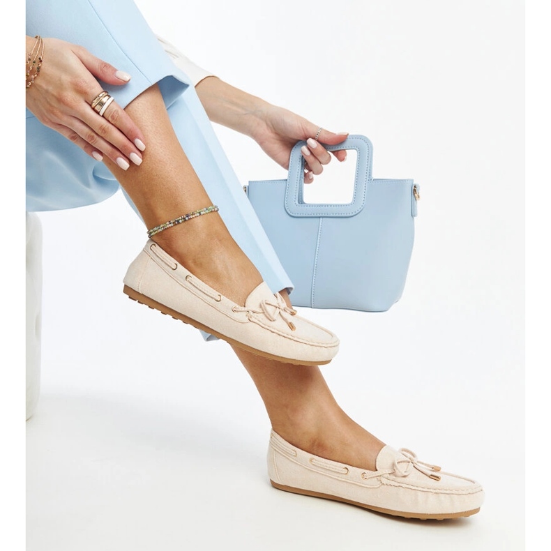 Jasnobeżowe zamszowe mokasyny Aneesa beżowy 1