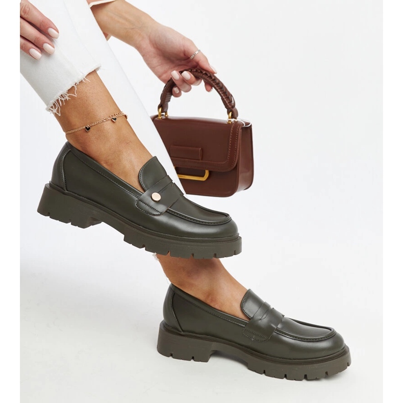 Ciemnozielone mokasyny Eko skórzane Mladenka 1