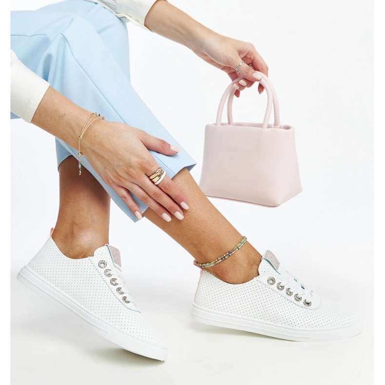 Białe trampki eko-skórzane Anbarin 1