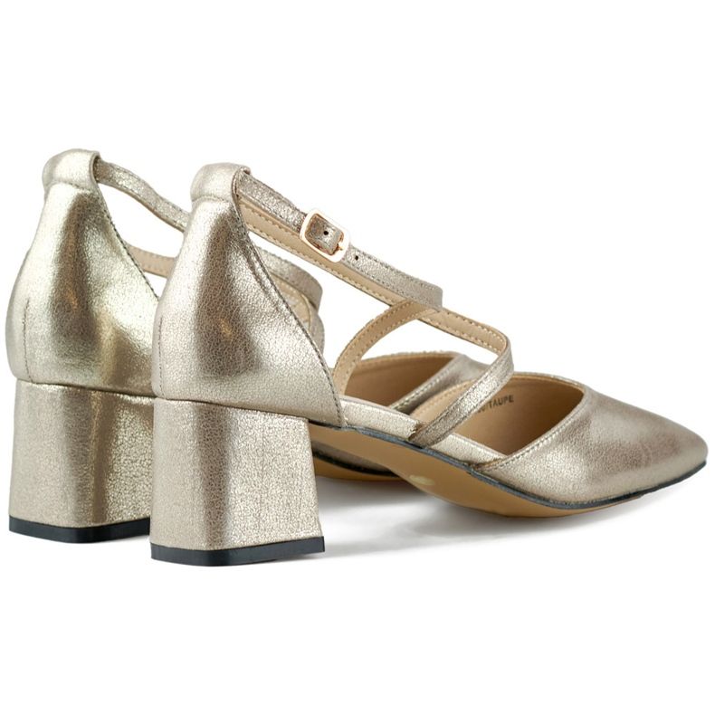 Srebrne czółenka z paseczkami na niskim słupku srebrny 1