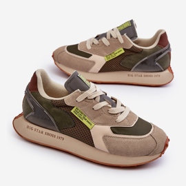 Buty Sportowe Sneakersy Męskie Memory Foam System Big Star NN174345 Khaki zielone 1