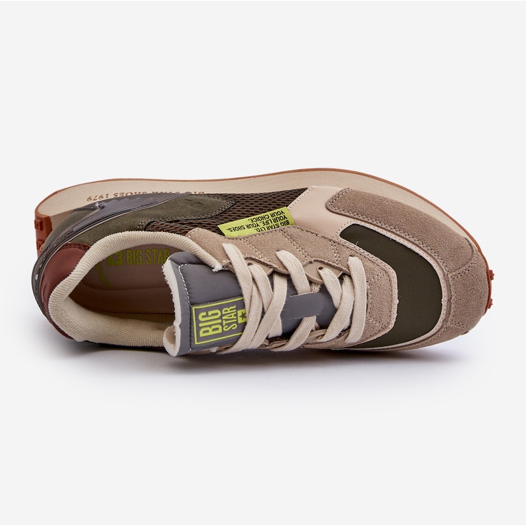 Buty Sportowe Sneakersy Męskie Memory Foam System Big Star NN174345 Khaki zielone 2