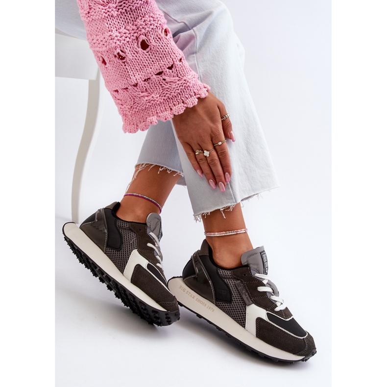 Sneakersy Damskie Na Platformie Memory Foam System Big Star NN274683 Czarne 2