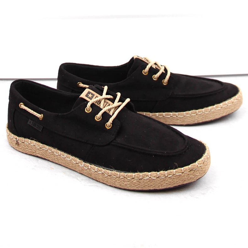 Zamszowe półbuty męskie mokasyny espadryle czarne Big Star NN174051 1