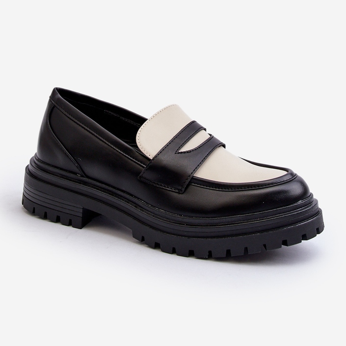 Mokasyny Damskie Na Płaskim Obcasie I Platformie Czarne Kaldira 1