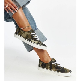 Zielone wojskowe tenisówki Erla 1