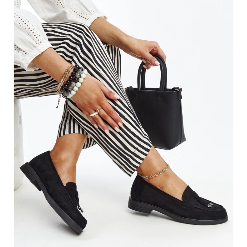 Czarne zamszowe mokasyny Vinceza 1