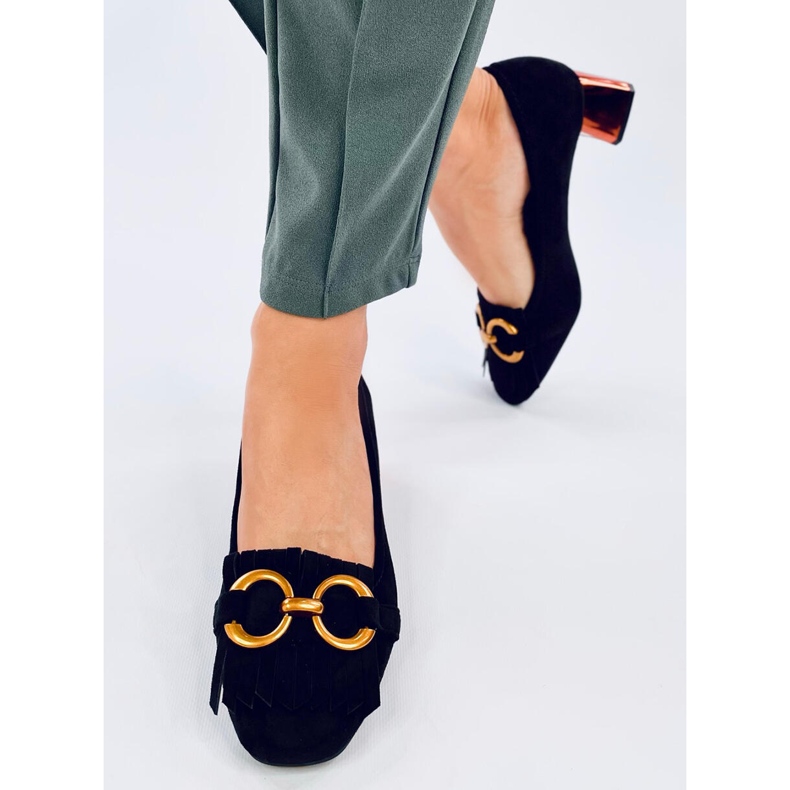 Czółenka na miedzianym obcasie Weinn Black czarne 1