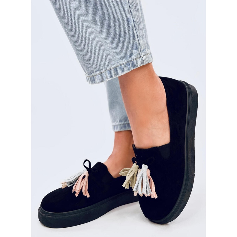 Mokasyny z frędzelkami Krauss Blackcolor czarne 2