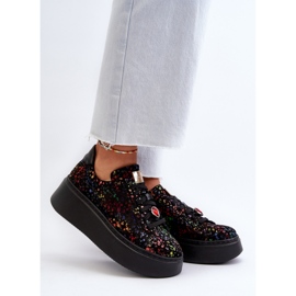 Skórzane Sneakersy Na Platformie Maciejka 6191S-01 Czarne wielokolorowe 2