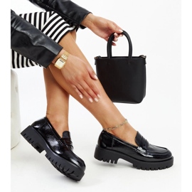 Czarne skórzane półbuty mokasyny 1