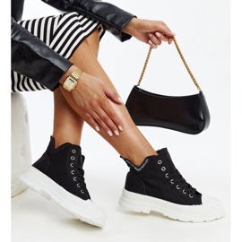 Wysokie czarne trampki z wcięciami Nura 1