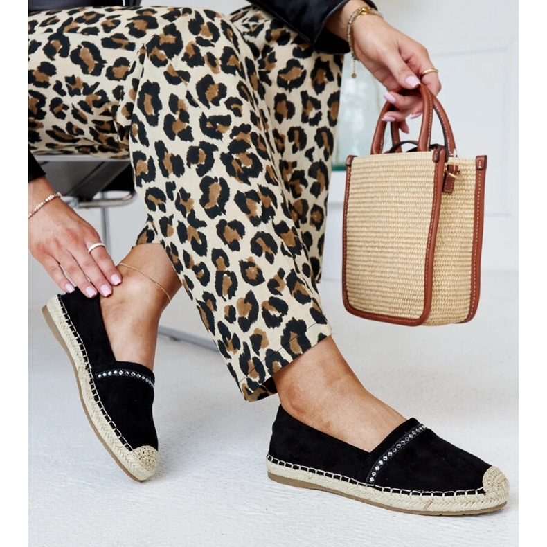 Czarne espadryle z cyrkoniami Abia 1