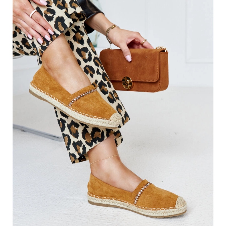 Brązowe espadryle z cyrkoniami Abia 1