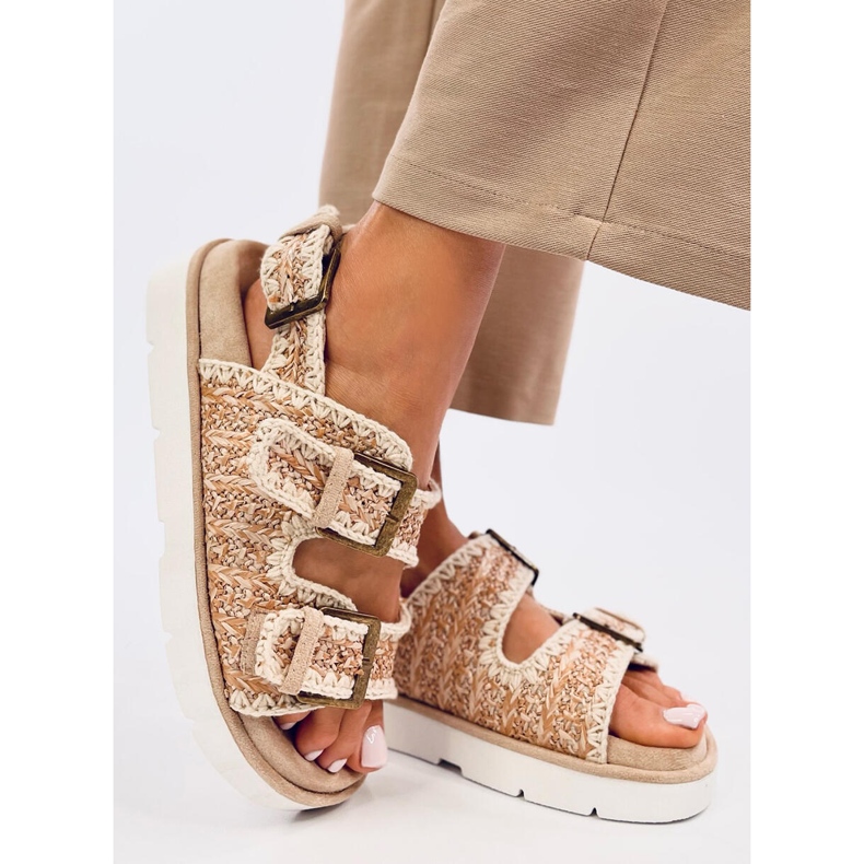 Sandałki na platformie Badey Khaki beżowy 2