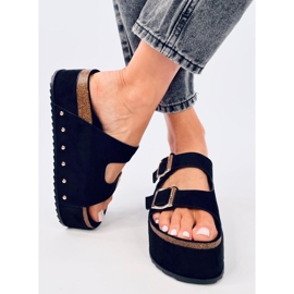 Klapki korkowe na platformie Galzai Black czarne 1