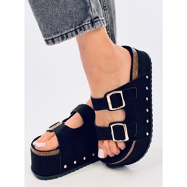 Klapki korkowe na platformie Galzai Black czarne 2