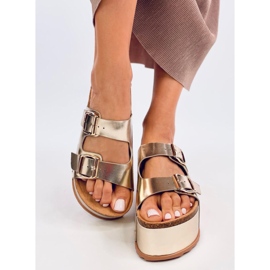 Klapki korkowe na platformie Galzai Gold złoty 1