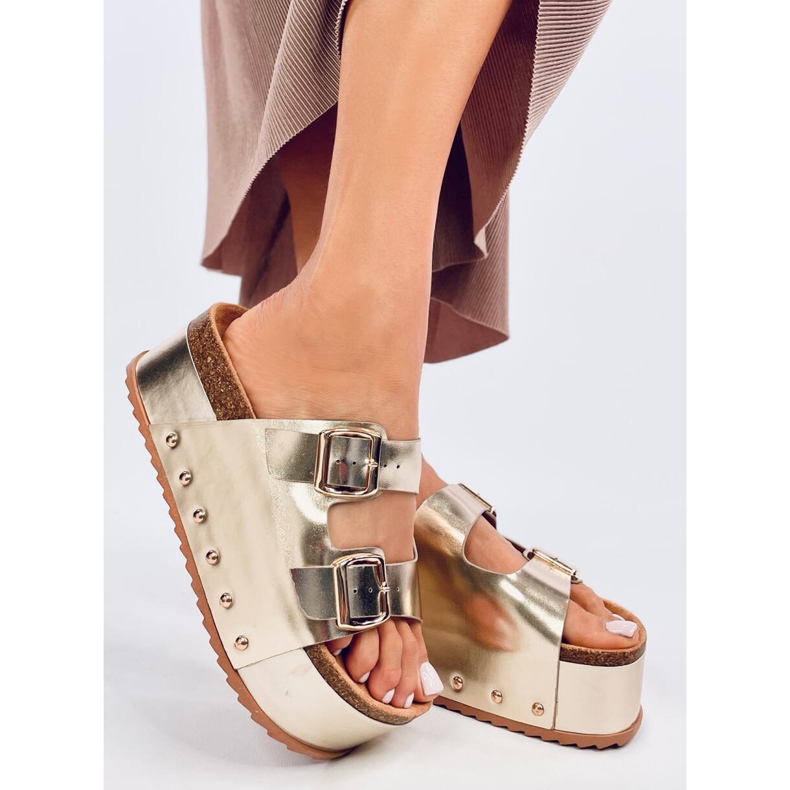 Klapki korkowe na platformie Galzai Gold złoty 2
