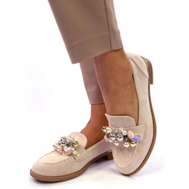 Mokasyny z kamieniami Anselme Beige beżowy 2