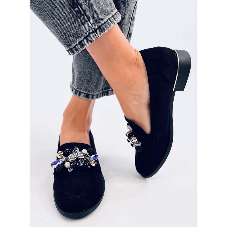 Mokasyny z kamieniami Anselme Black czarne 1
