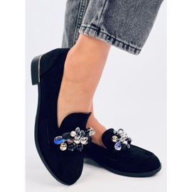 Mokasyny z kamieniami Anselme Black czarne 2