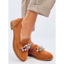 Mokasyny z kamieniami Anselme Camel brązowe 2