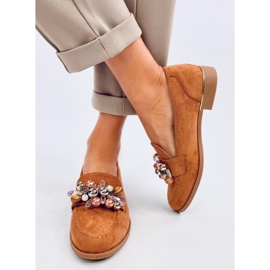 Mokasyny z kamieniami Anselme Camel brązowe 1