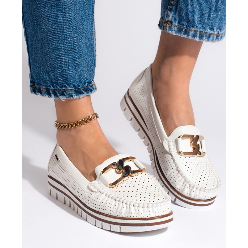Goodin Ażurowe białe mokasyny na platformie 2