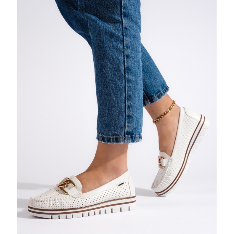 Goodin Ażurowe białe mokasyny na platformie 1