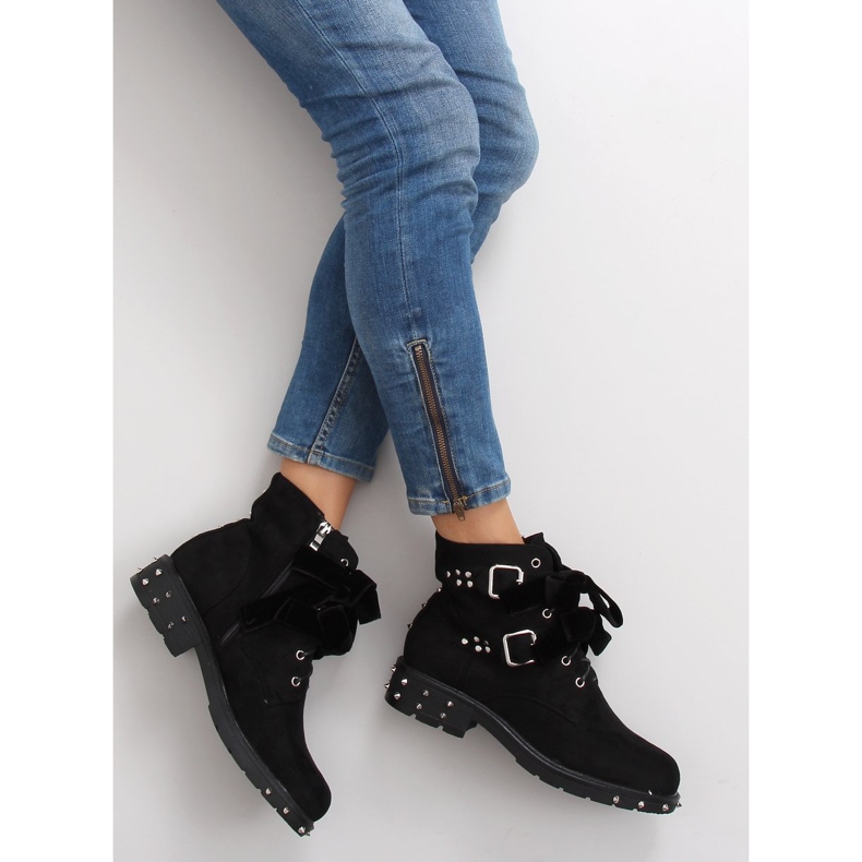 Stylowe botki z ćwiekami CLS-30 Black czarne 1