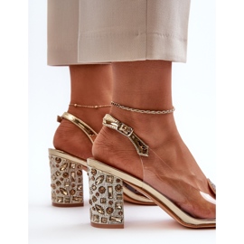 S.Barski Sandały Transparentne Na Słupku Złote D&A MR38-812 złoty 1