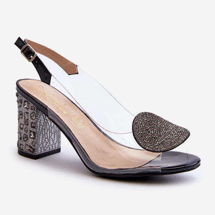 S.Barski Sandały Transparentne Na Słupku Czarne D&A MR38-812 2