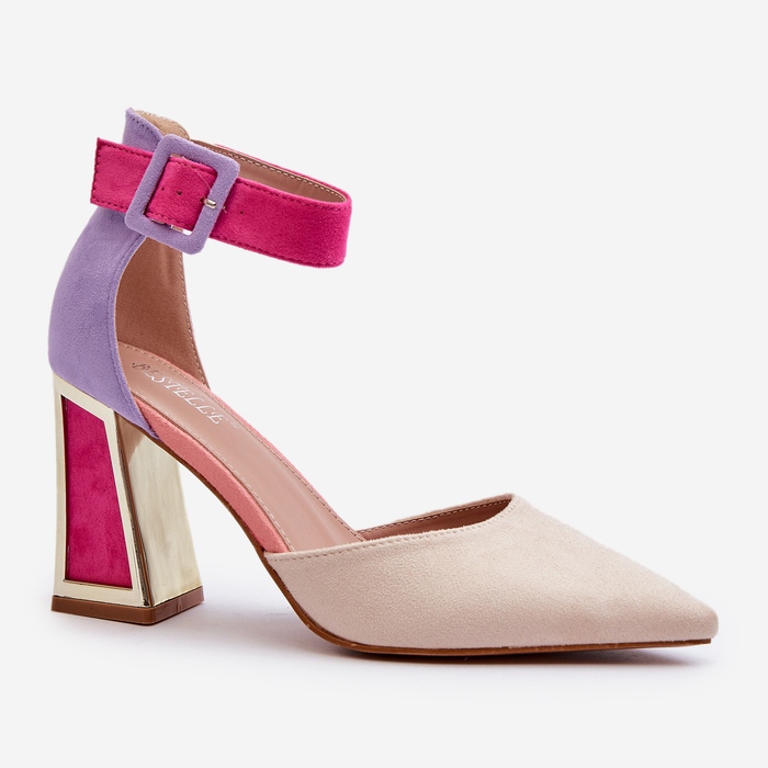 Zamszowe Czółenka Na Słupku Multikolor Lodho wielokolorowe 2