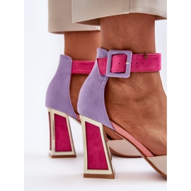 Zamszowe Czółenka Na Słupku Multikolor Lodho wielokolorowe 1