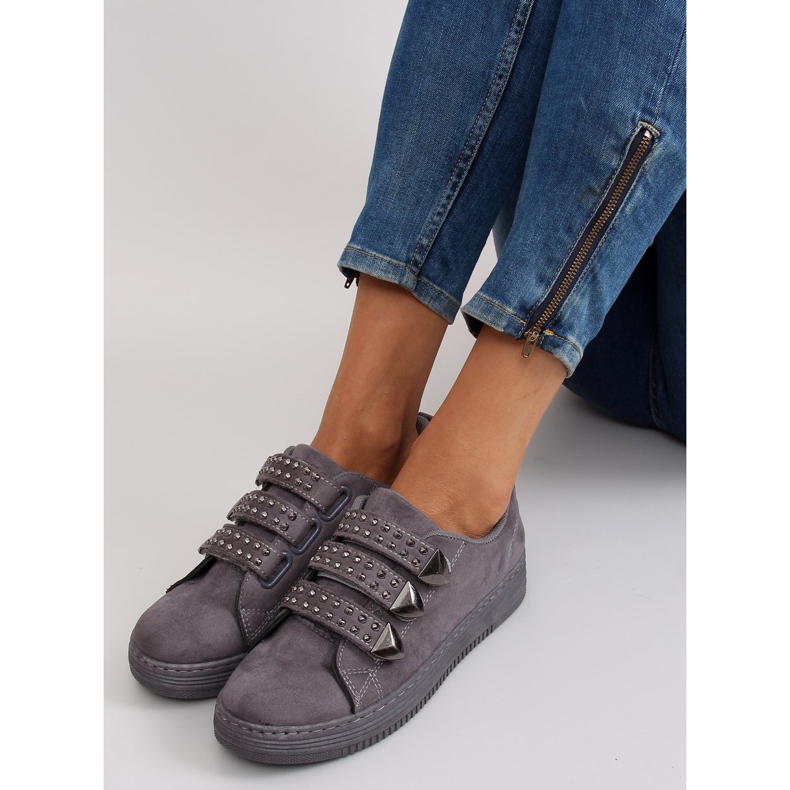 Trampki z ćwiekami 16-582 Grey szare 2