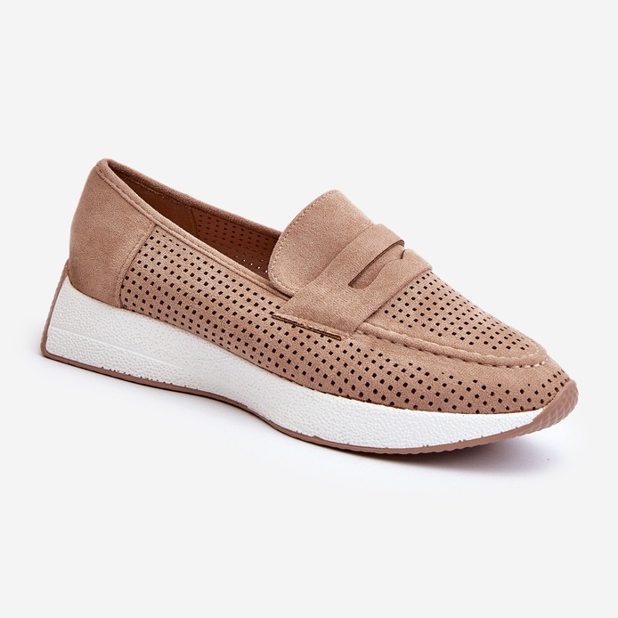 Mokasyny Damskie Na Platformie Eko Zamszowe Beżowe Inesqua beżowy 1