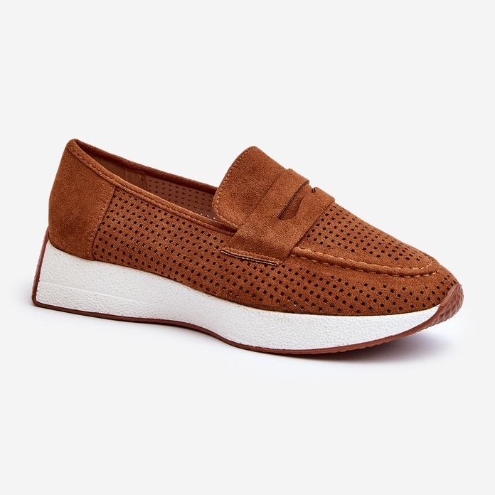 Mokasyny Damskie Na Platformie Eko Zamszowe Camel Inesqua brązowe 1