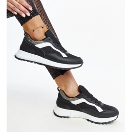 Czarne sneakersy na platformie z brokatem Evelia 1